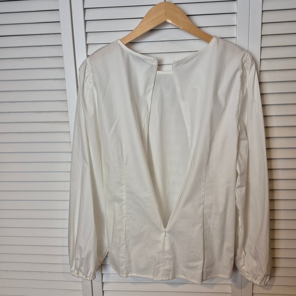 J Crew White Long Sleeve Blouse Preppy Top Minimalist Office Classic 14‎ NWT - Picture 6 of 16